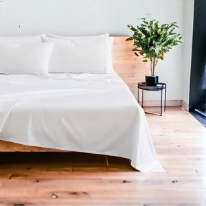 NWT 100% Organic Cotton Solid 4pc Sheet Set White, Kindlier FULL